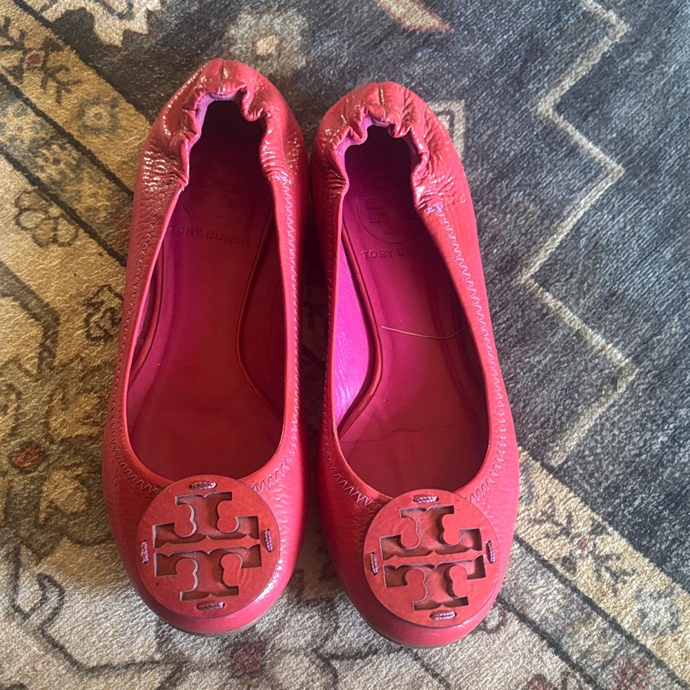 Tory Burch Pink Logo Ballet Flats